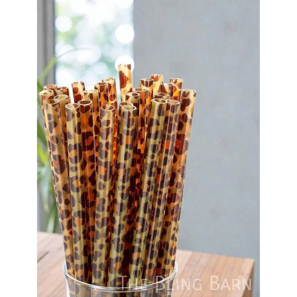 Sip Pretty Leopard Set of 2 Reusable Straws